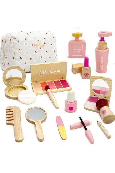 MASROO Wooden Pretend Makeup Kit for Toddlers: Non Toxic Mess Free Play Makeu...