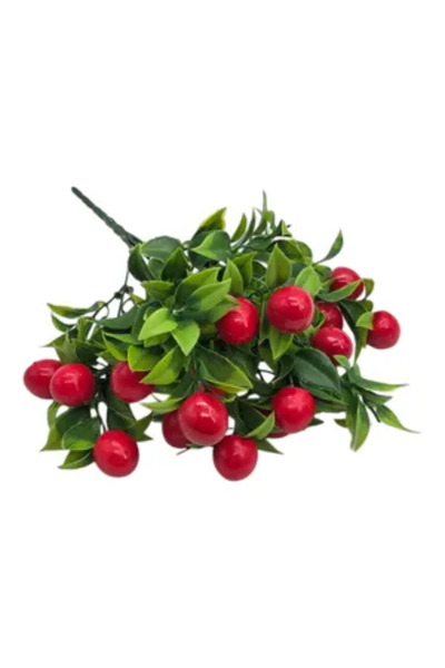 Generic Brand BUCHET ARTIFICIAL DECORATIV 34 CM CU FRUCTE ROȘII ȘI FRUNZE VER...