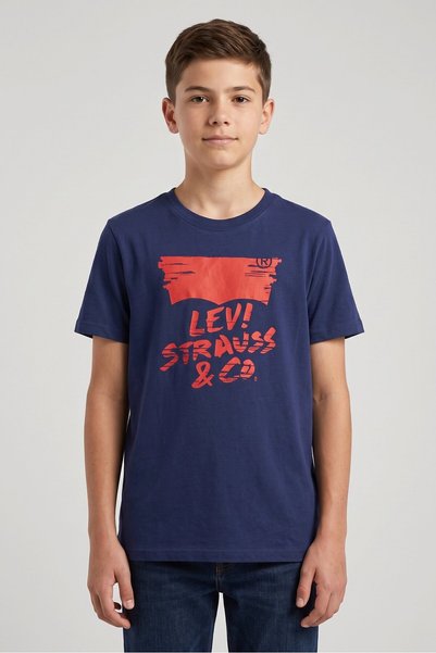 Levi's تي شيرت مطبوع عليه رسومات بأكمام قصيرة ورقبة دائرية للأولاد الصغار، أز...