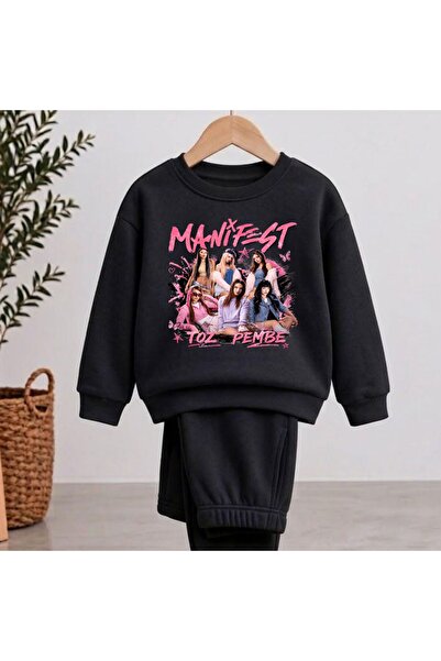 playwear Team Sweatshirt Dusty Pink Manifest Printed Girls' Boys' Crew Neck