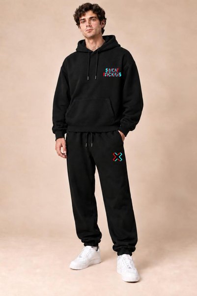 Sebesta Fashion Printed Unisex Wide Fit 3 Thread Hooded Tracksuit Set