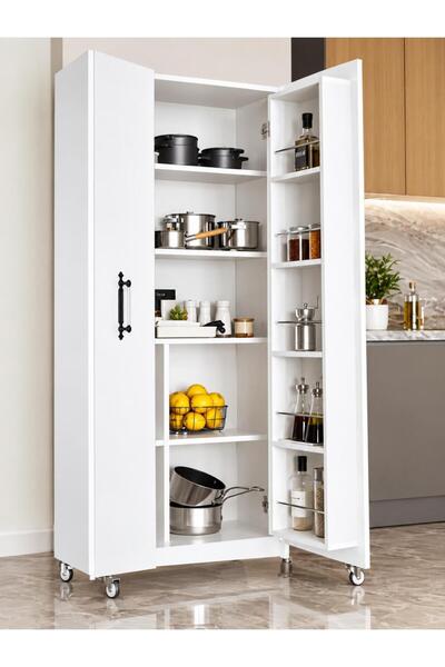Genel Markalar Lüks 2 kapaklı çok amaçlı kiler dolabı %100 MDF erzak organize...