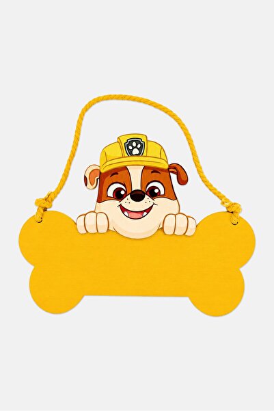 PAW PATROL لوحة خشبية معلقة لباب غرفة النوم، باللون الأصفر