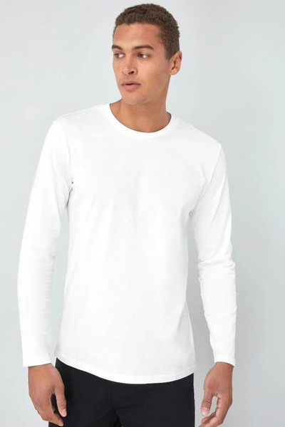 THE ONE Men's Crew Neck Long Sleeve Plain Basic T-Shirt