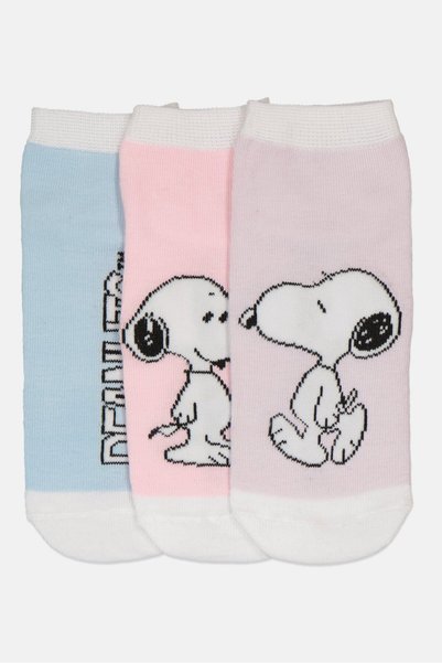 PEANUTS Kids Girl 3 Pairs Graphic Print Socks, Multicolor