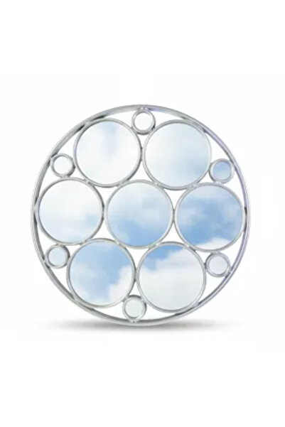 Generic Brand Round decorative mirror with geometric design made of plastic a...