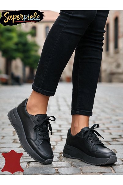 virboti Γυναικεία Sneakers από Γνήσιο Δέρμα με Δέσιμο με Κορδόνια T-2820