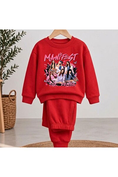 playwear Team Sweatshirt Dusty Pink Manifest Printed Girls' Boys' Crew Neck