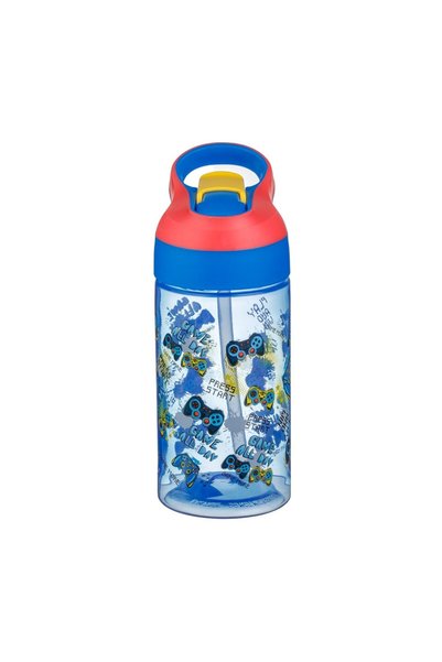 OEM Sticlă Apă Gamer Albastră Pop-Up, Fără BPA, Pai Silicon, 500ml
