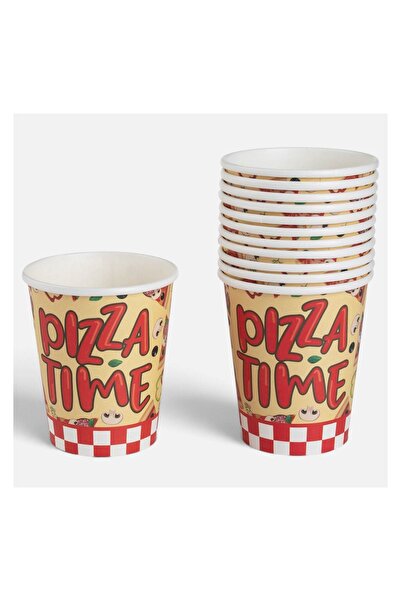 OEM Pahare din Hârtie pentru Petrecere Roșii cu Carouri "Pizza Time" 240 ml –...