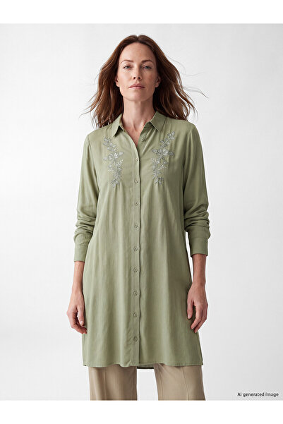 LC Waikiki Two Mt Shop Quality Lcw Grace Green Embroidered Women's Shirt Tunic