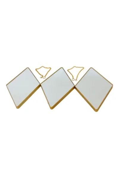 Generic Brand Set of 3 decorative hanging mirrors, square shape, gold frame, ...