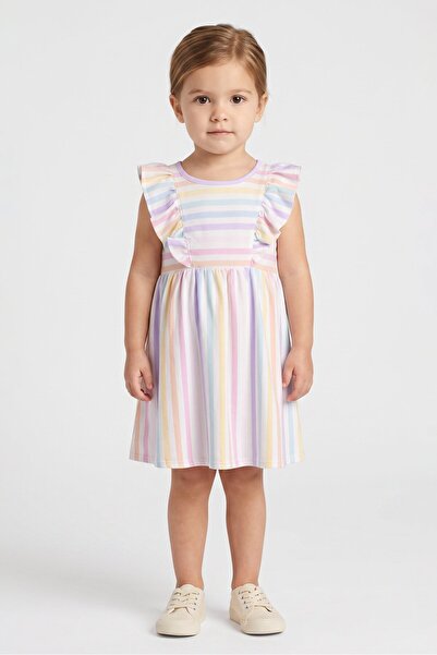 The Children's Place Toddlers Girl Stripe Ruffle Sleeve Dress, Multicolor