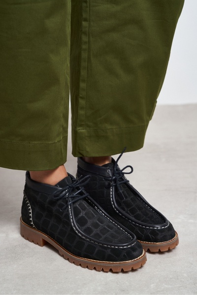 NİŞANTAŞI SHOES Γυναικεία μποτάκια Covel με μαύρο σχέδιο κροκόδειλου, δερμάτι...