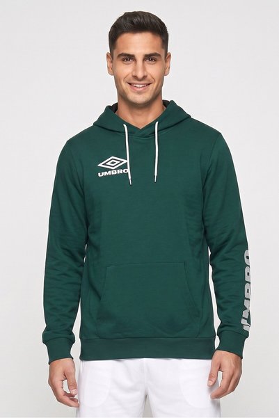 UMBRO Men Sportswear Fit Brand Logo Outdoor Hoodie, Dark Green