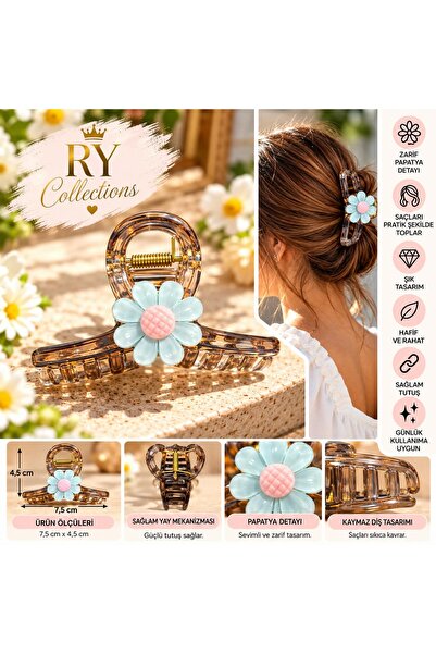rycollections مشبك شعر شفاف بتفاصيل زهرة الأقحوان من مجموعة RY - زهرة الأقحوا...