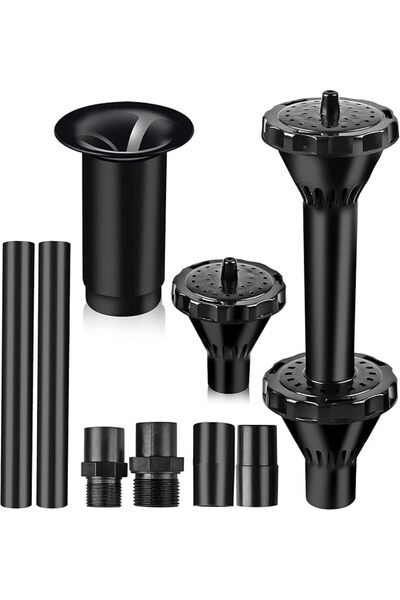 Generic Garden Fountain Nozzle Set, 8-Piece Water Spray Heads, Black, for Pon...
