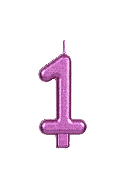 OEM Lumânare Zi de Naștere Fucsia Metalizat Nr.1 – Decor Elegant pentru Tort ...