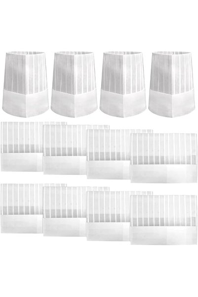 Arabest 12 Pack Disposable Chef Hat, White, Non-Woven, for Catering Cooking C...