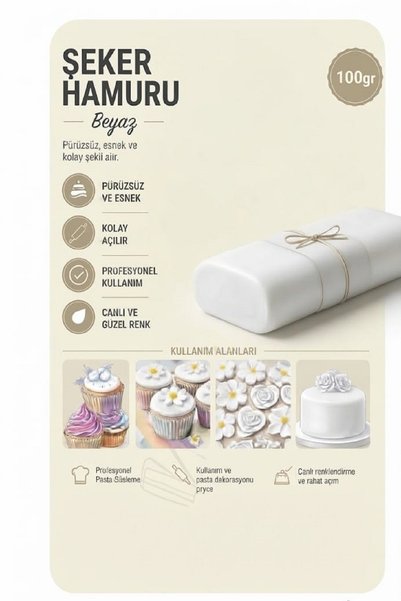 LİZYA BABY Lizya Gıda Şeker Hamuru Beyaz 100 gr