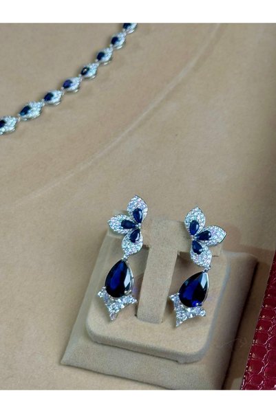 rive.jewelry Safir Taşlı Kraliyet Takımı – Gümüş Kaplama - zirkon taşlı