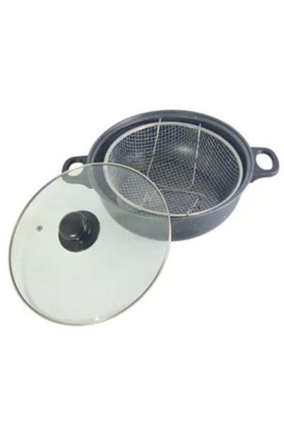 Generic Brand Cratiță Fripteuză 26 cm cu Coș Metalic pentru Prăjire și Capac ...