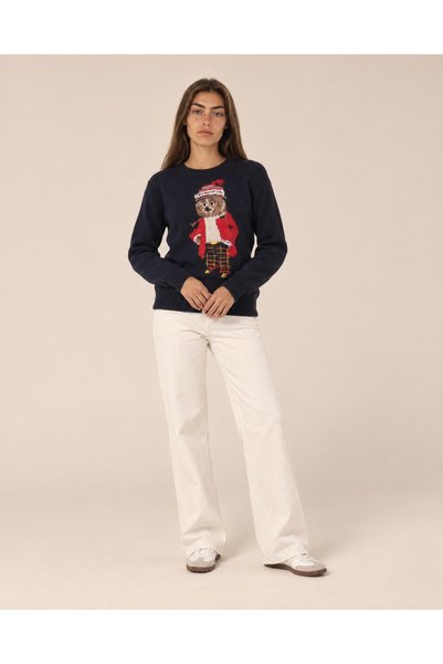 TOP CLOTHE Sweatshirt, Women's Pullover Wool Knitwear with Embroidered Details