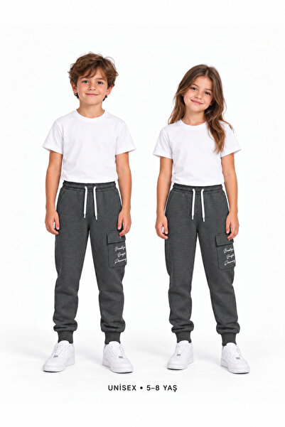 Mışıl Kids 24010-26 Pantaloni de jogging unisex cu 3 fire, buzunare cargo, ta...