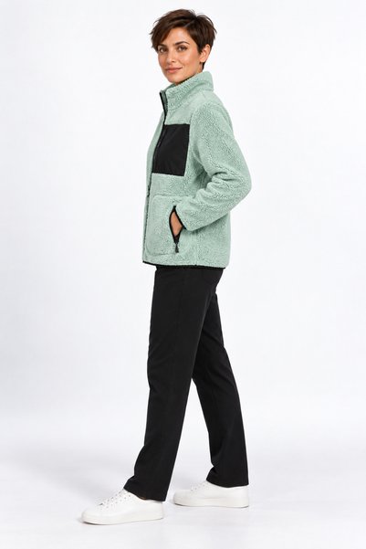 ODİN ATLAS Women's Green Color Soft Welsoft Fleece Jacket with Zipper and 3 Pockets