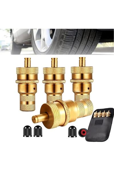 LinJie طقم تفريغ هواء الإطارات 6-30 PSI، 4 قطع من أجهزة تفريغ الهواء الأوتوما...
