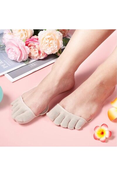 JOYZZZ Socks Five Finger Half Socks, 8 Pairs 2 Designs Non-slip Invisible Toe Separated, Short Liner