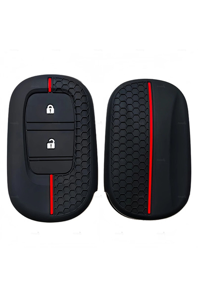Alazpay Honda Compatible Hr-V 2-Key Patterned Silicone Key Case Cover (Black ...