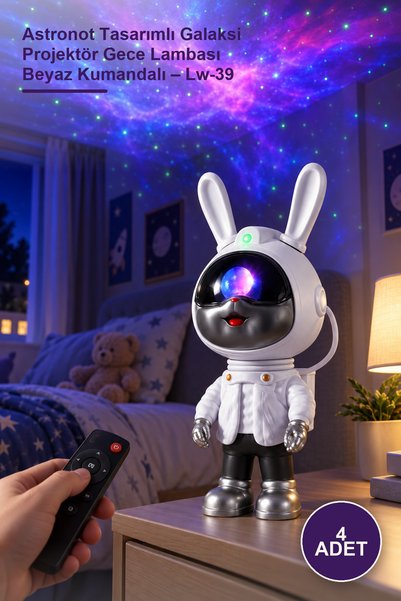 Yenilig 4 Pieces of Astronaut Design Galaxy Projector Night Light with White ...