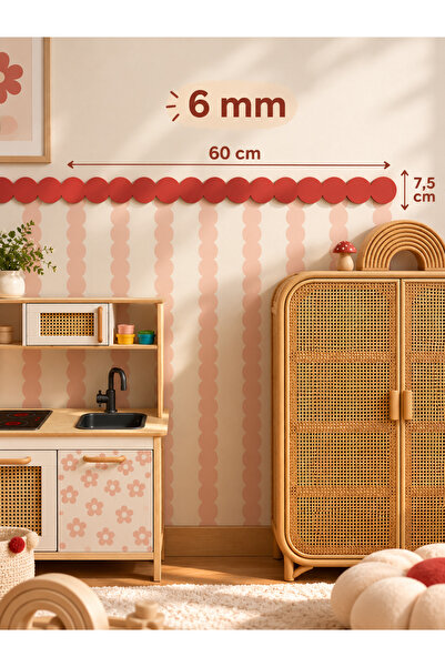 Boncukafası Daire Desenli Duvar Çıtası 60x7,5 cm 6 mm Ham MDF Dekoratif Duvar...