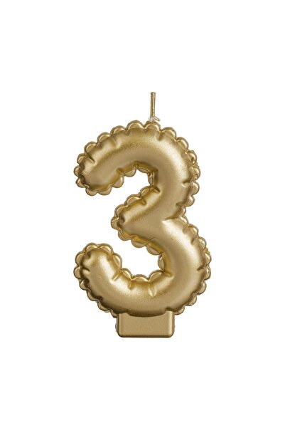 OEM Lumânare Zi de Naștere Aurie Metalizata Nr.3 – Decor Elegant pentru Tort ...