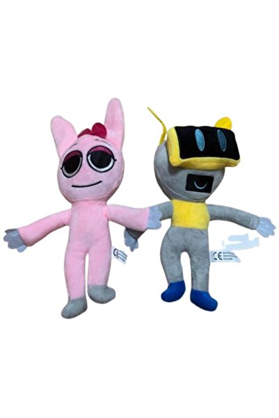 OEM Set de 2 jucării de pluș Sprunki: Pinky și FanBot, cu mâini și picioare, ...
