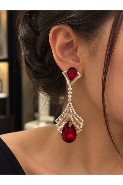 rive.jewelry Yakut Taşlı Kraliyet Küpe – Gümüş Kaplama