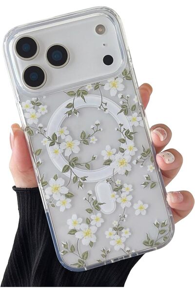GENERAL ZTOFERA for iPhone 17 Pro Case Fit for MagSafe - Big White Flower