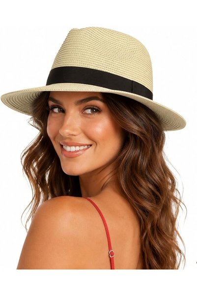 TERRIFI Panama Hat for Men Women, Wide Brim Straw Sun Hat with Adjustable Fit...