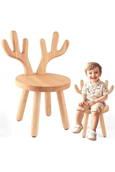 Andtooy Wooden Toddler Chair, Natural Wood Kids Stool Chair, Anti-slip School...
