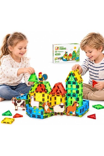 AOMIGE Mini Magnetic Tiles Set, Travel Building Toys for Kids 3+