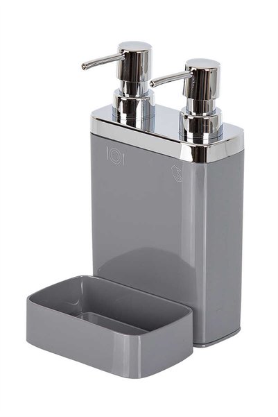 Prima Nova Viva Kitchen Liquid Soap Dispenser with Double Chamber and Sponge ...