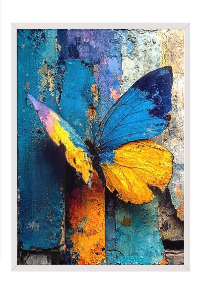 Postifull Poster cu fluturi colorați – Tablou cu ramă albă Nr. 160158
