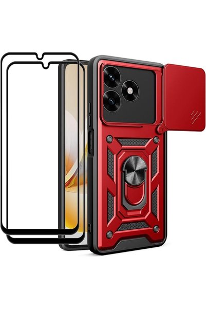 GENERAL جراب لهاتف هونر X5c 4G / هونر X5c بلس 4G مع غطاء كاميرا منزلق وحلقة م...