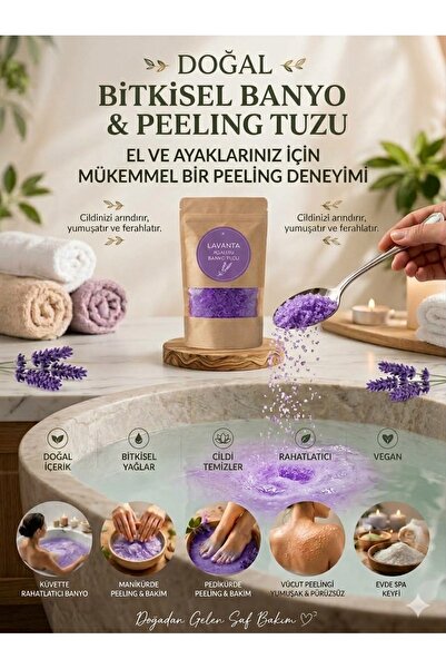 Genel Markalar Lavanta Kokulu Banyo ve Spa Arındırıcı Kaya Tuzu Manikür Pedik...