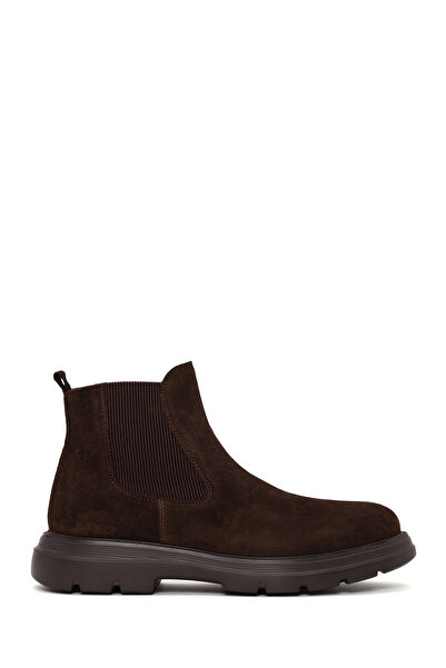 Derimod Men's Brown Thick Soled Suede Leather Casual Chelsea Boots Wm710018Ds