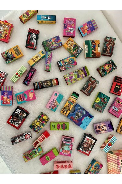 BubbleStore 10 Adet Karışık Desen Renkli Kibrit Set-Asorti