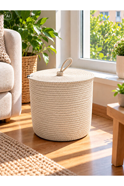 ÖRGÜM Multi-Purpose Organizer Basket with Lid – 25X30 Cm.