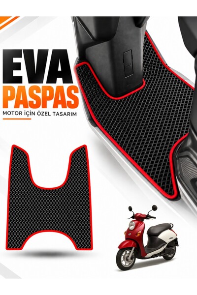 Guerrino Sym Mi̇o Compatible Eva Motorcycle Mat Scooter Foot Mat Motor-Specific Black-Red