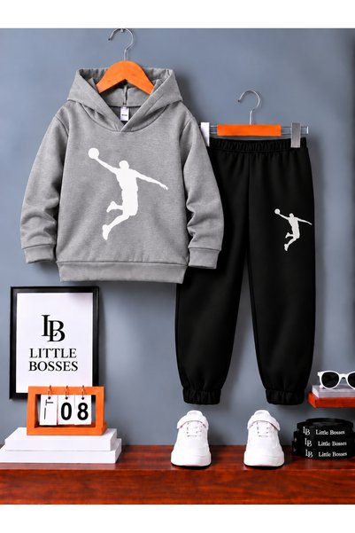LB little bosses طقم رياضي شتوي للأطفال للجنسين (SMAÇ BASKET)